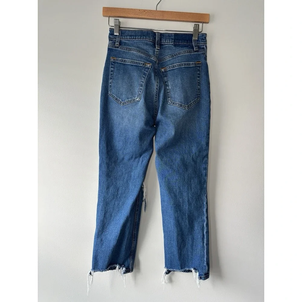 Abercrombie & Fitch The Ankle Straight Ultra High Rise Distressed Jeans Sz 26/2S - Picture 9 of 11